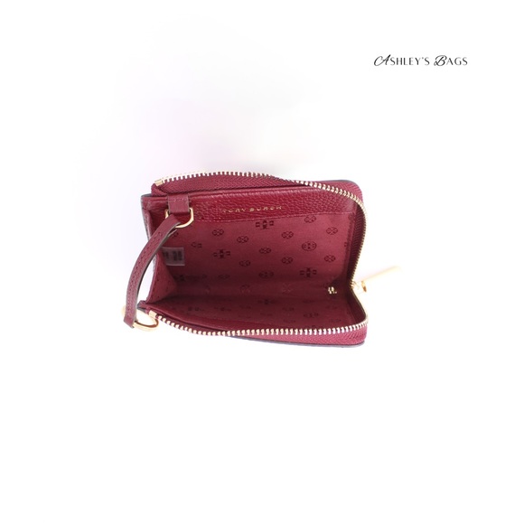 Tory Burch Carter Zip Coin Case Wallet In Imperial Garnet - Picture 3 of 3